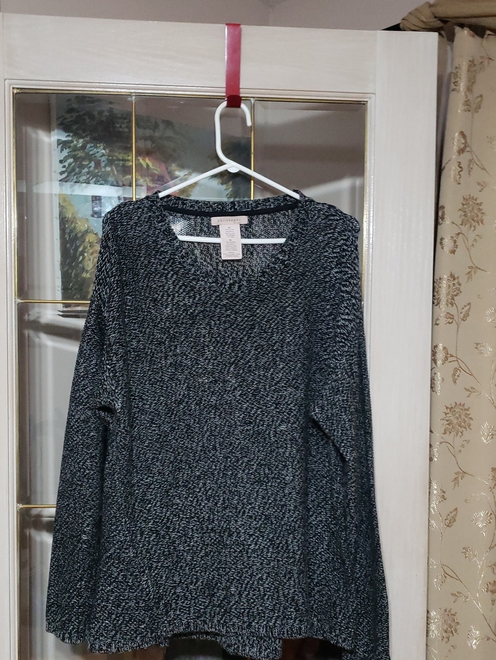 Philosophy Republic Women's XL Dreamy White/Black Pullover Knit Sweater
